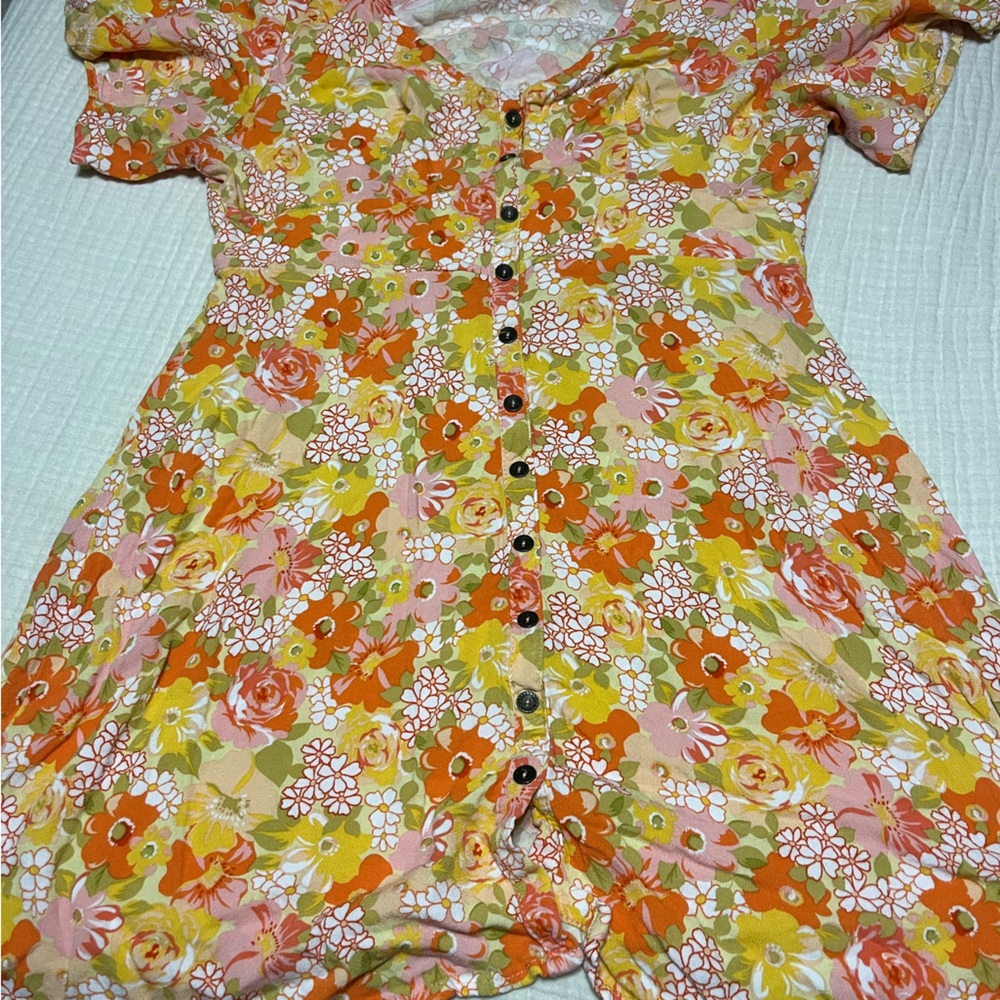 Mini orange floral dress, size xl